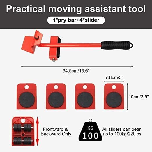 Furniture Lifter -Furniture Lifter Mover Tool Set Heavy Duty Furniture Shifting Lifting Moving Tool with Wheel Pads | Home Essential | No need to wait for carpenter