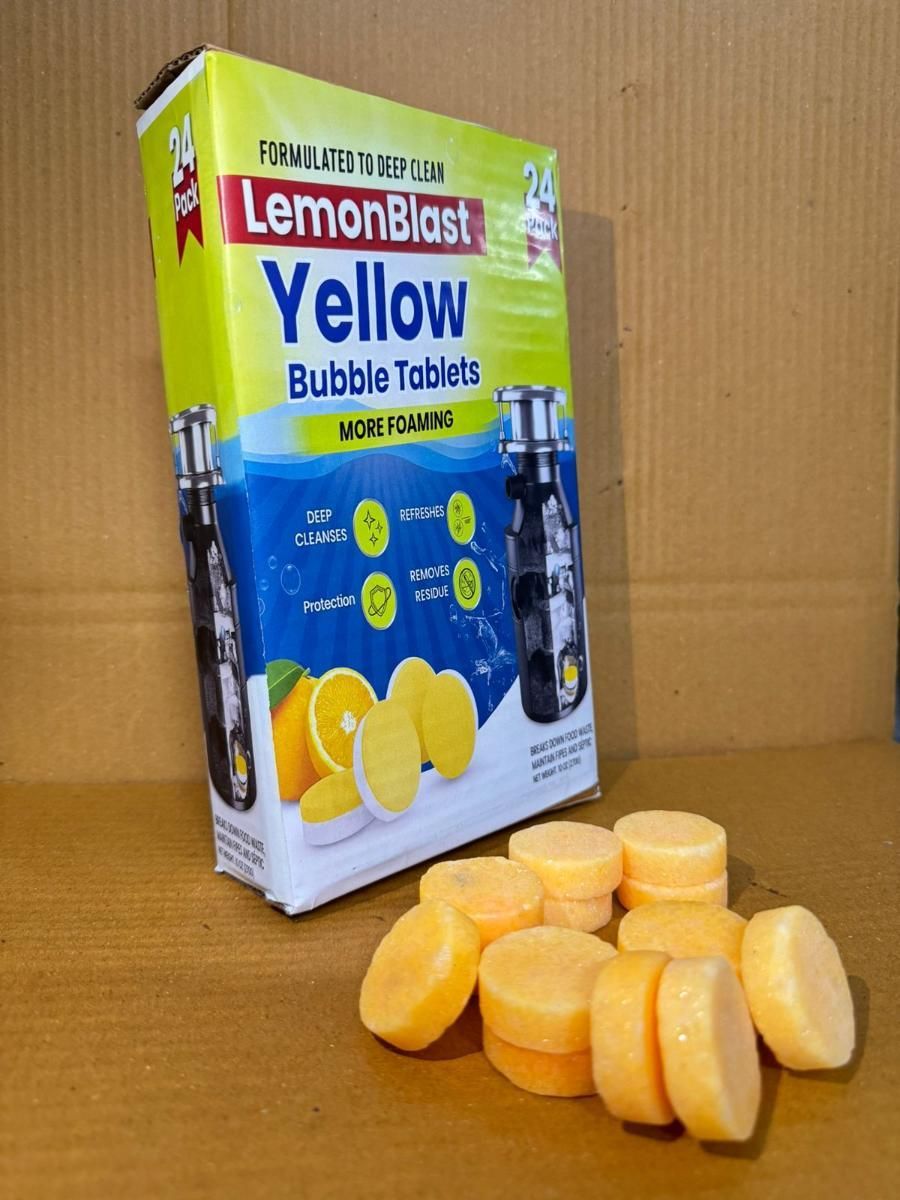 LemonBlast Yellow Bubble Tablets (24pc) | Deep Cleaning Bubble Action | Powerful Fizzing | Clean and Refreshing